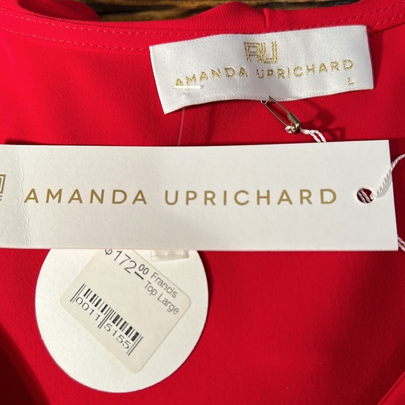 NWT Amanda Uprichard Francis Open Shoulder Flowy Red Top Large - Picture 8 of 9